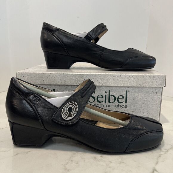 Josef Seibel New Cara Black Leather Mary Jane Shoes 41 US 10-10.5 Pumps Heels - Picture 1 of 15